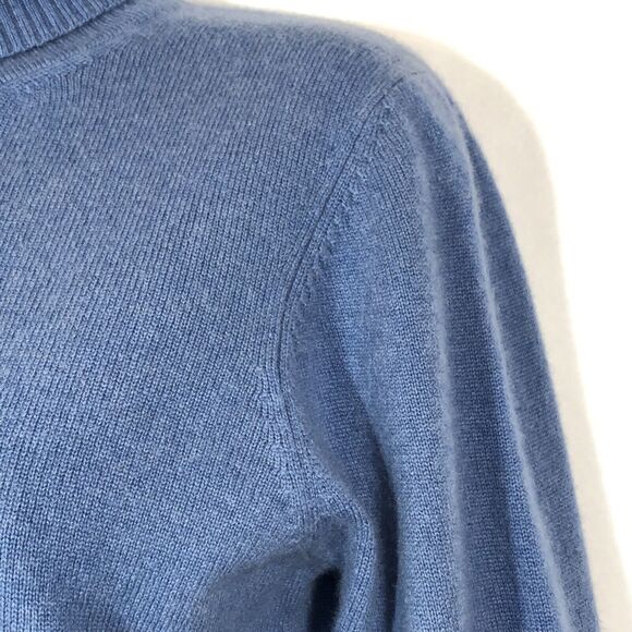 CULLEN Blue 100% Cashmere Sweater Turtleneck Light Pastel Women’s Medium Preppy - Picture 8 of 10